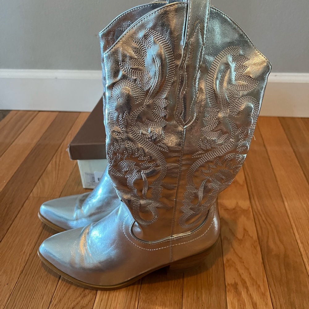 Silver Cowboy Boots